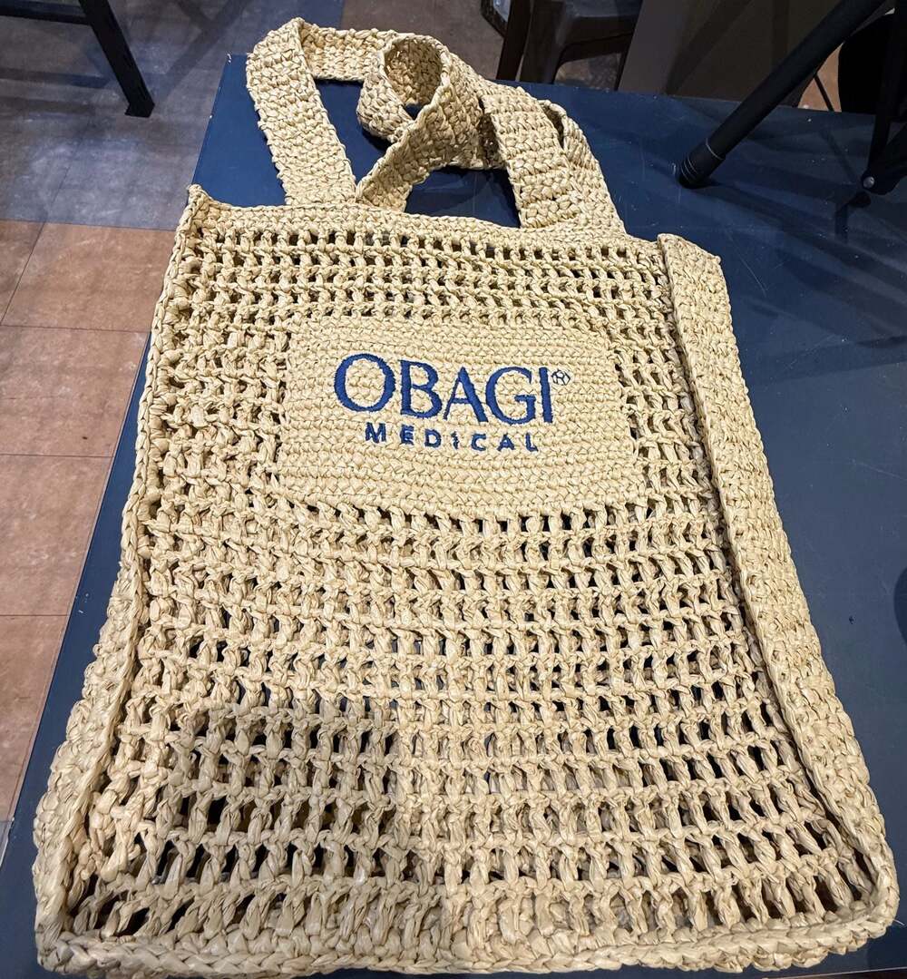 Obagi Medical Woven Raffia Straw Summer Tote Bag